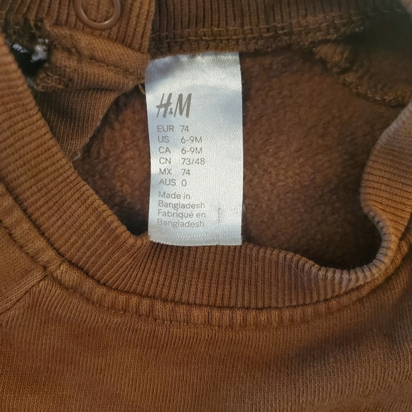 H&M brown bear sweatshirt size 6-9 month - Picture 2 of 2